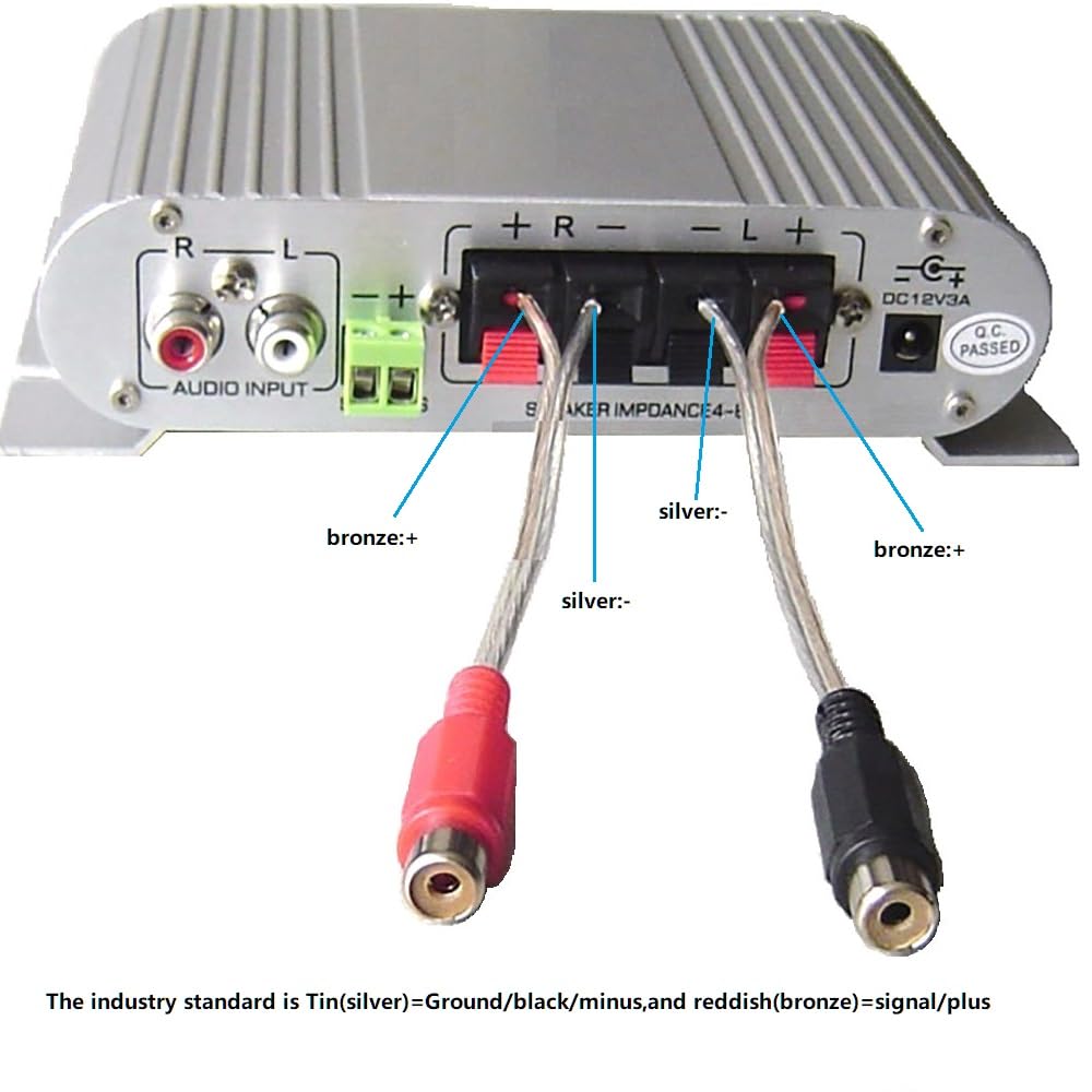 Amazon | Gaozo 18 AWG 1フィート スピーカーワイヤー RCAメスペア付き